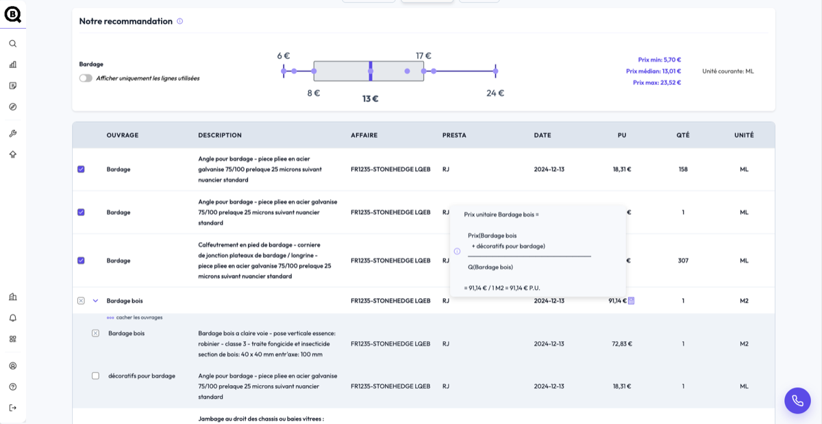 Interface BulQ — comparaison